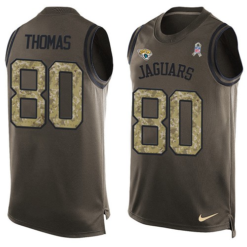 Men's Limited Julius Thomas Nike Jersey Green - #80 Salute to Service Tank Top NFL Jacksonville Jaguars